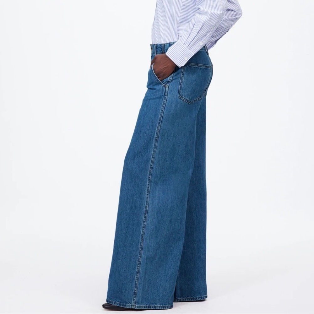 Madewell Java wash Wide Sweep Denim Trousers NWT - image 3